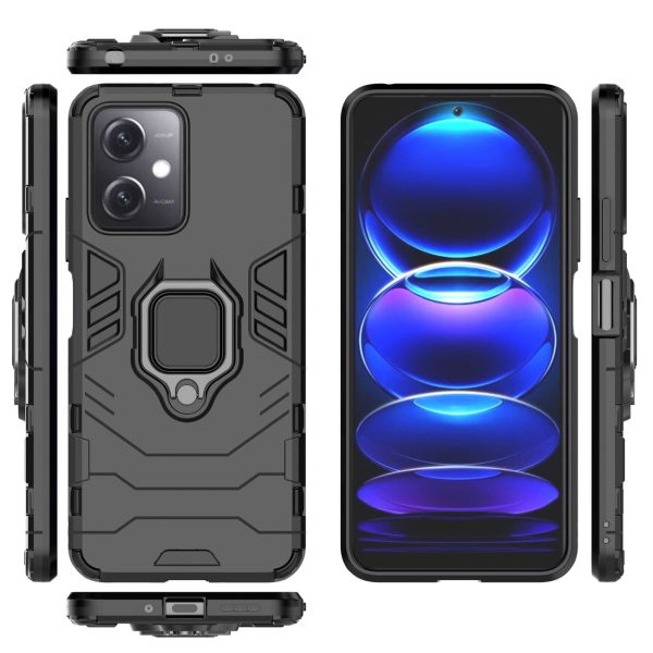 Bruņots korpuss Xiaomi Redmi Note 12 5g / Poco X5 5G magnētiskā roktura gredzena bruņas melnas