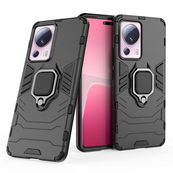 Bruņots korpuss Xiaomi 13 lite magnētiskais rokturis gredzena bruņas melnas