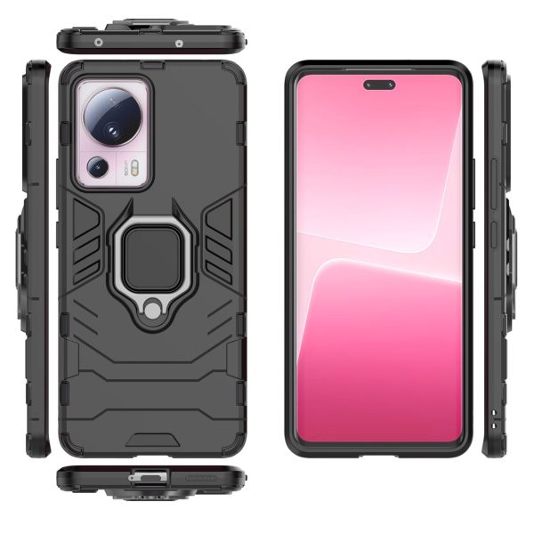 Bruņots korpuss Xiaomi 13 lite magnētiskais rokturis gredzena bruņas melnas