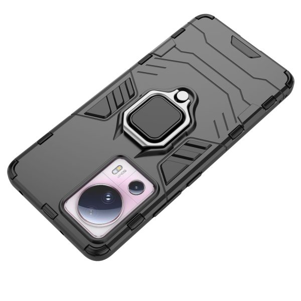 Bruņots korpuss Xiaomi 13 lite magnētiskais rokturis gredzena bruņas melnas
