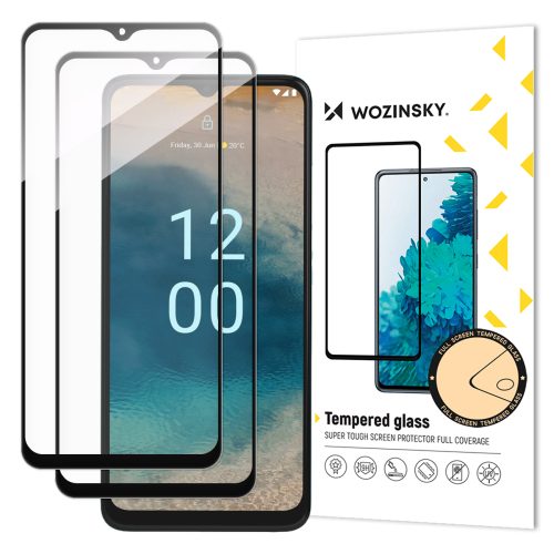 2x 9h rūdīta stikla komplekts visam Nokia G22 ekrānam ar melnu rāmi