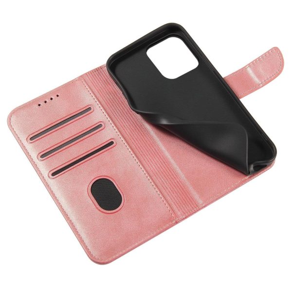 Lieta ar atloku un portfeli Xiaomi Redmi Note 12 5G / POCO X5 5G magnēta korpuss rozā krāsā