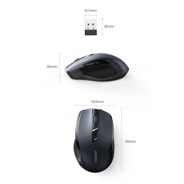Optiskā peles peles bezvadu USB 2,4 GHz / Bluetooth 5.0 4000 DPI melns