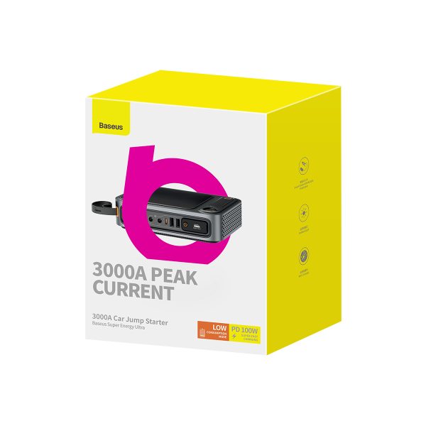 3in1 PowerBank USB-C Jump Starter starteris 3000A automašīnas melnajam lukturīšanai