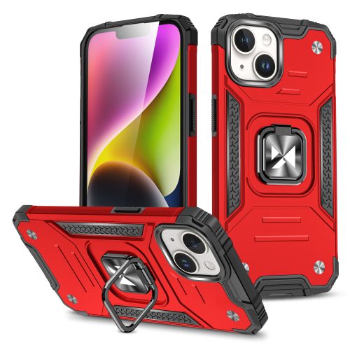 Bruņots korpuss ar rokturi iPhone 15 gredzena bruņu sarkanai krāsai