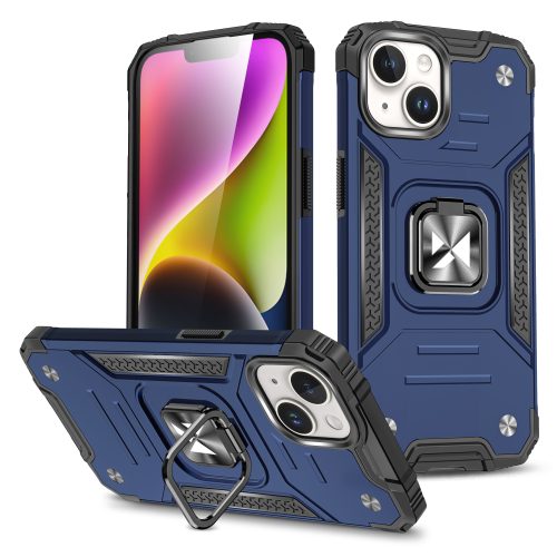 Bruņots korpuss ar rokturi iPhone 15 Plus gredzena bruņu zilā krāsā