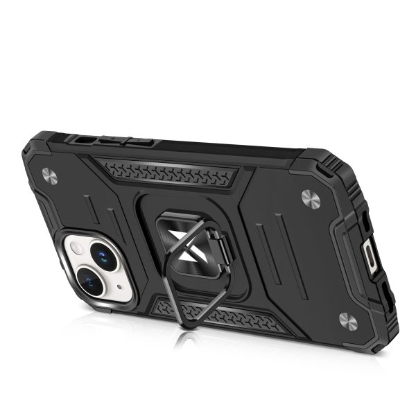 Bruņots korpuss ar rokturi iPhone 15 Plus gredzena bruņu zilā krāsā