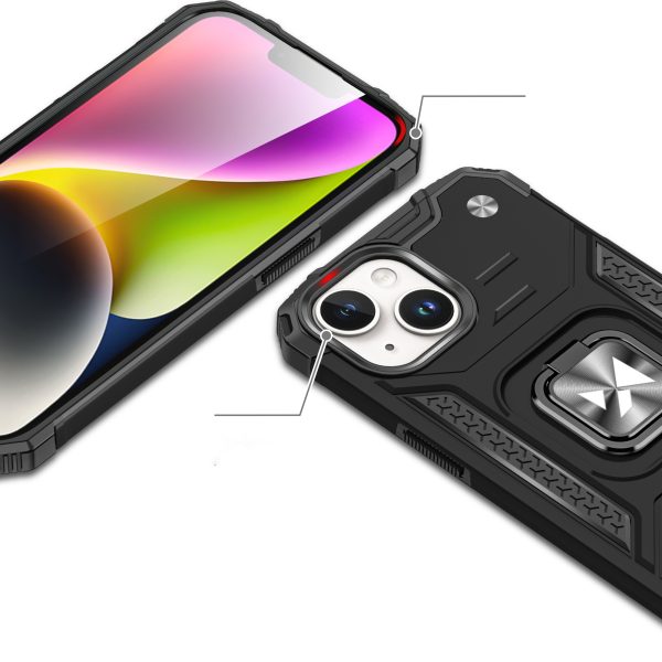Bruņots korpuss ar rokturi iPhone 15 Plus gredzena bruņu rozā zelta