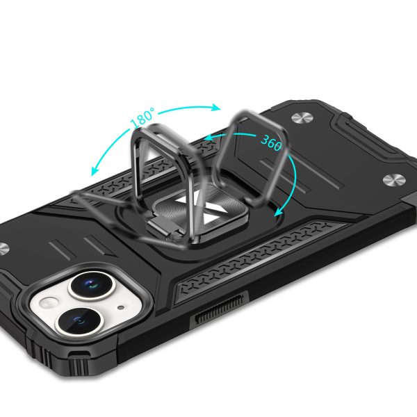 Bruņots korpuss ar rokturi iPhone 15 Plus gredzena bruņu rozā zelta