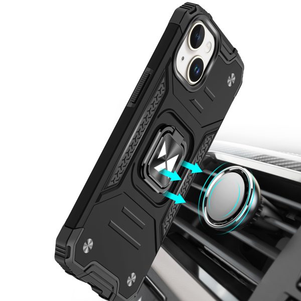 Bruņots korpuss ar rokturi iPhone 15 Plus gredzena bruņu rozā zelta