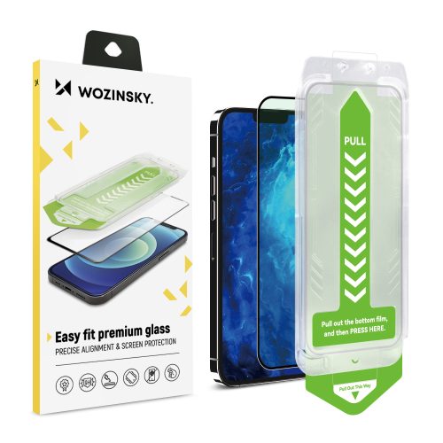 9h rūdīts stikls iPhone 15 premium stiklam ar melnu montāžas rāmi