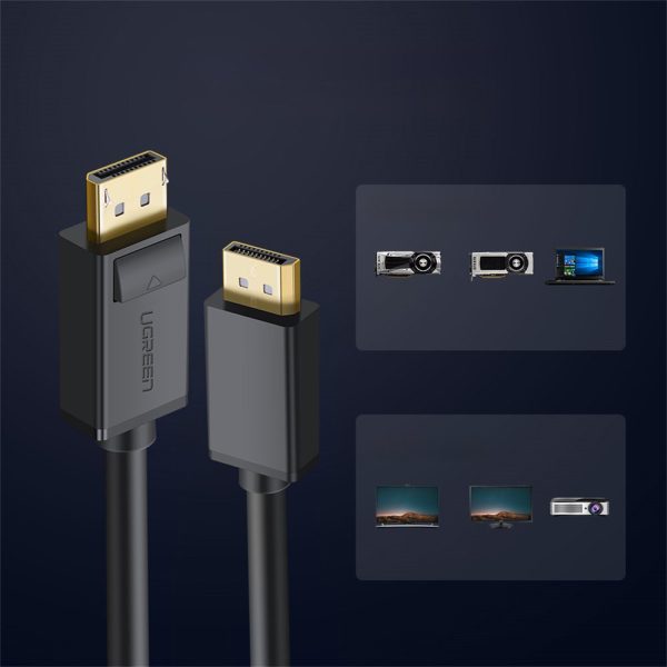 DisplayPort Cable HDR 3d 4k 1m melns kabelis