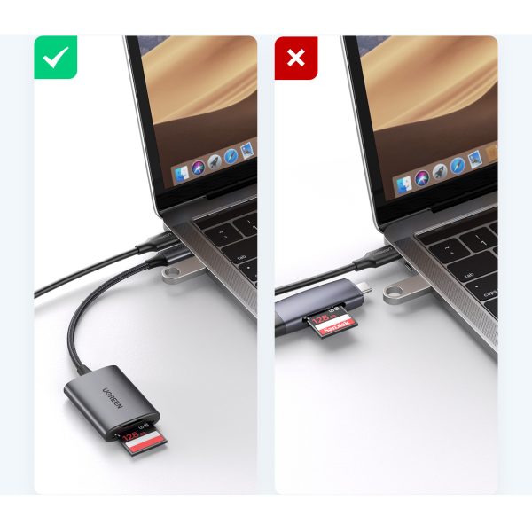 SD microSD MMC TF USB -C 5GB/S - pelēkās kartes lasītājs - pelēks