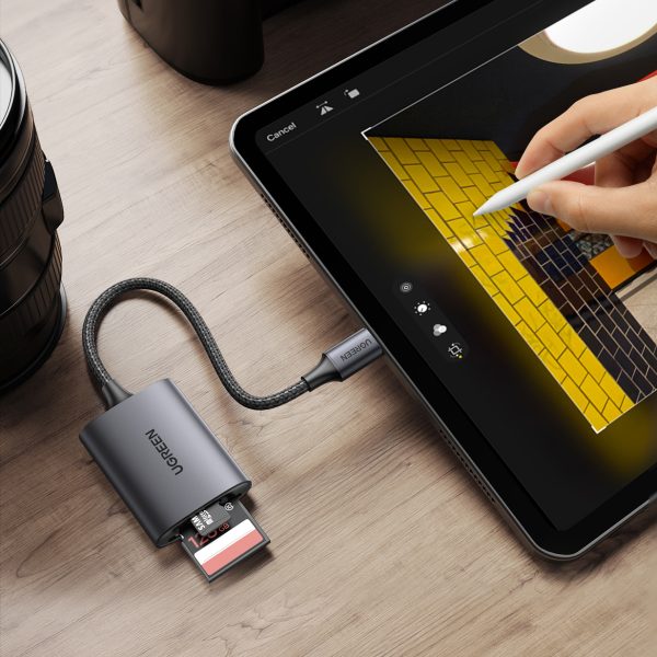 SD microSD MMC TF USB -C 5GB/S - pelēkās kartes lasītājs - pelēks