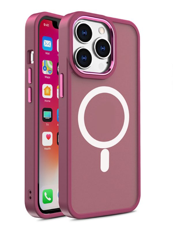Magnētiskais korpuss no Magsafe līdz iPhone 15 Pro Max Hole for Burgundy Leash