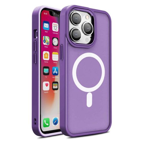 Magnētiskais korpuss no Magsafe līdz iPhone 15 Pro caurumiem purpursarkanai pavadā
