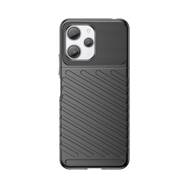 Bruņots elastīgs korpusa vāks Xiaomi Redmi 12 pērkona gadījumu melnā krāsā
