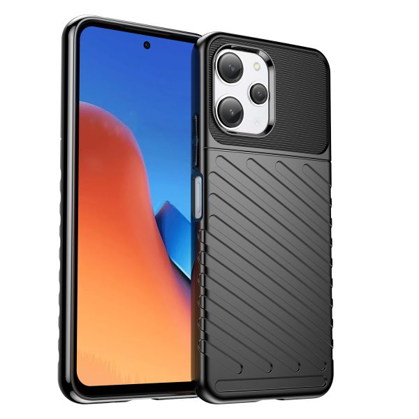 Bruņots elastīgs korpusa vāks Xiaomi Redmi 12 pērkona gadījumu melnā krāsā