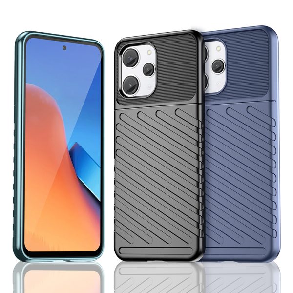 Bruņots elastīgs korpusa vāks Xiaomi Redmi 12 pērkona gadījumu melnā krāsā