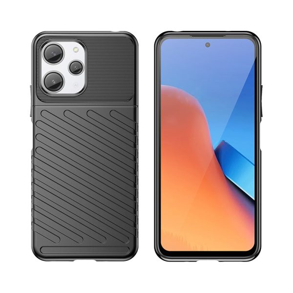 Bruņots elastīgs korpusa vāks Xiaomi Redmi 12 pērkona gadījumu melnā krāsā