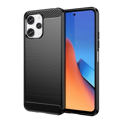Elastīgs gadījums aptver oglekli Xiaomi Redmi 12 oglekļa gadījumu melnā krāsā