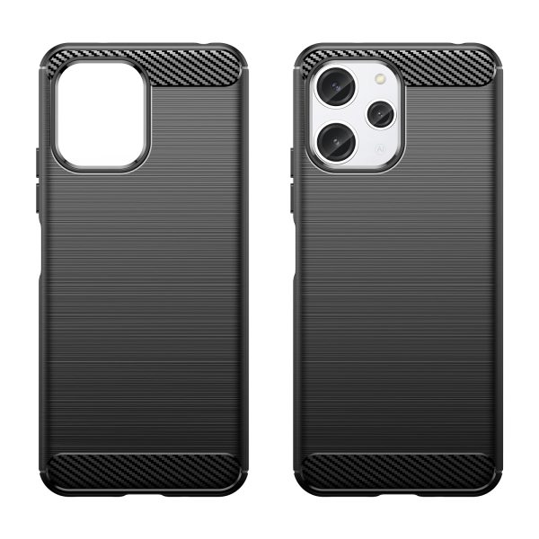 Elastīgs gadījums aptver oglekli Xiaomi Redmi 12 oglekļa gadījumu melnā krāsā