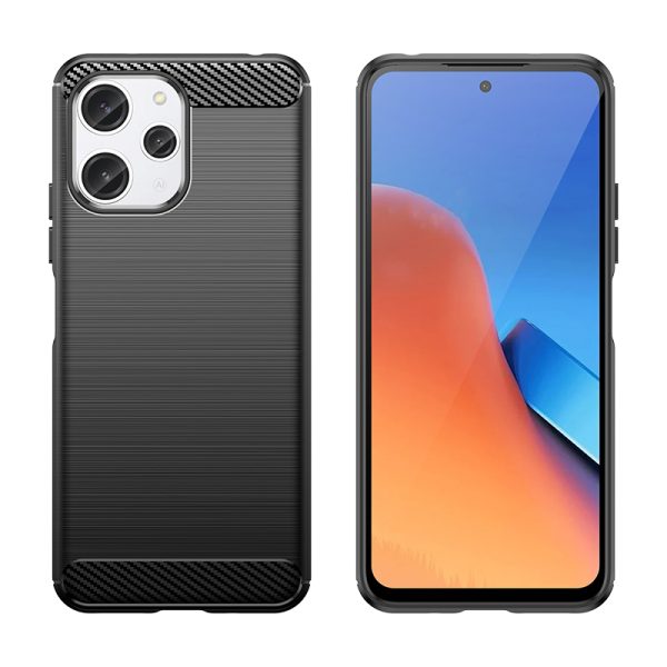 Elastīgs gadījums aptver oglekli Xiaomi Redmi 12 oglekļa gadījumu melnā krāsā