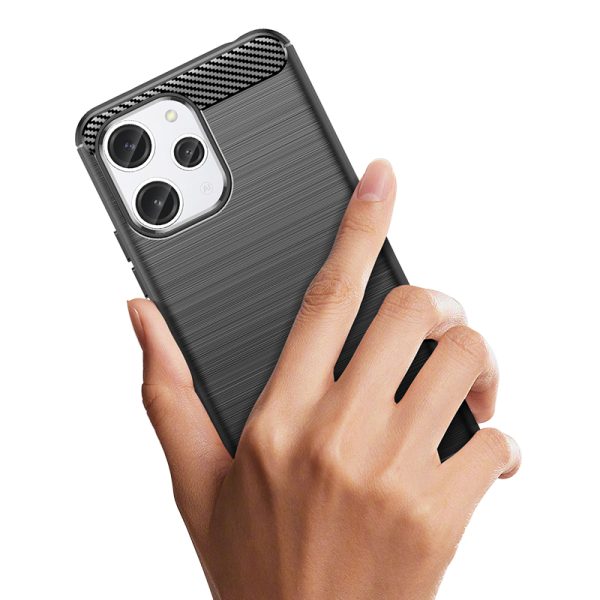 Elastīgs gadījums aptver oglekli Xiaomi Redmi 12 oglekļa gadījumu melnā krāsā