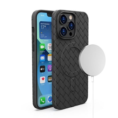 Lietas lietu Placone iPhone 15 ar Magsafe austo lietu melna