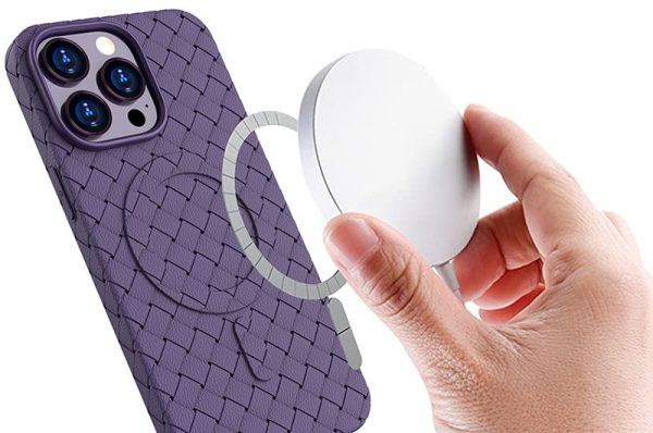 Lietas lietu Placone iPhone 15 Pro ar magSafe austo lietu melnā krāsā