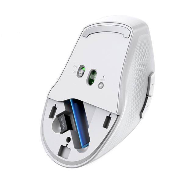 Ergonomiskā bezvadu peles pele datoram MU101 Bluetooth 2.4 GHz balts