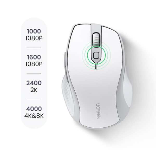 Ergonomiskā bezvadu peles pele datoram MU101 Bluetooth 2.4 GHz balts