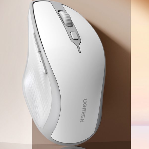 Ergonomiskā bezvadu peles pele datoram MU101 Bluetooth 2.4 GHz balts