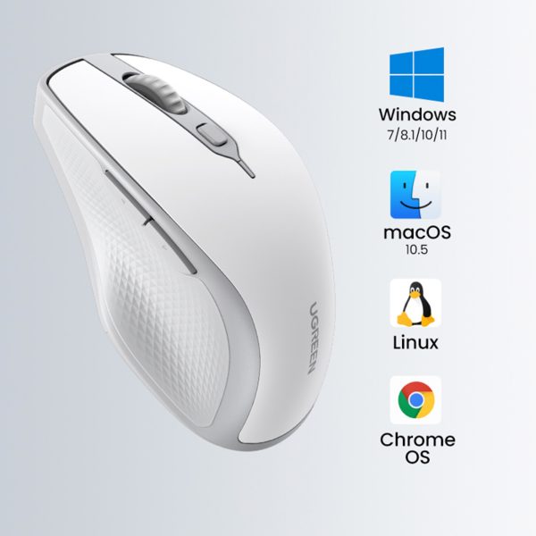 Ergonomiskā bezvadu peles pele datoram MU101 Bluetooth 2.4 GHz balts