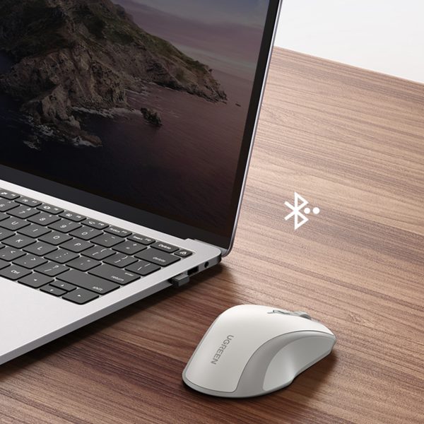 Ergonomiskā bezvadu peles pele datoram MU101 Bluetooth 2.4 GHz balts