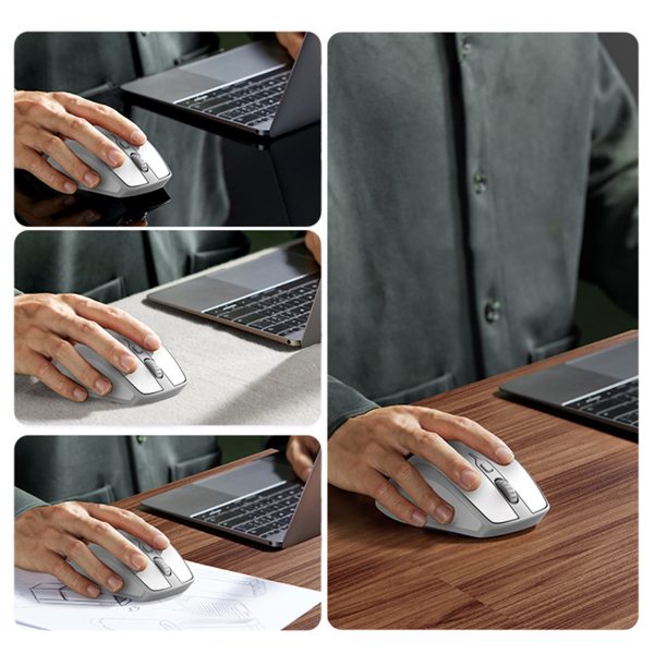 Ergonomiskā bezvadu peles pele datoram MU101 Bluetooth 2.4 GHz balts
