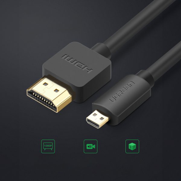 Microhdmi video audio kabeļa kabelis - HDMI 2.0 1m melns