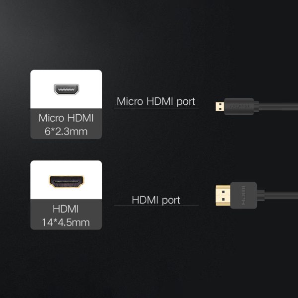 Microhdmi video audio kabeļa kabelis - HDMI 2.0 1m melns