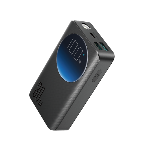 2in1 PowerBank 1000MAH 30W USB LED lukturītis USB-C Black