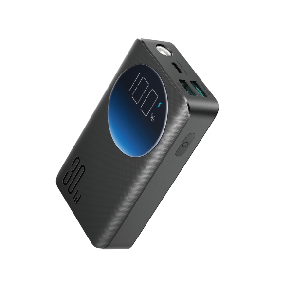 2in1 PowerBank 1000MAH 30W USB LED lukturītis USB-C Black