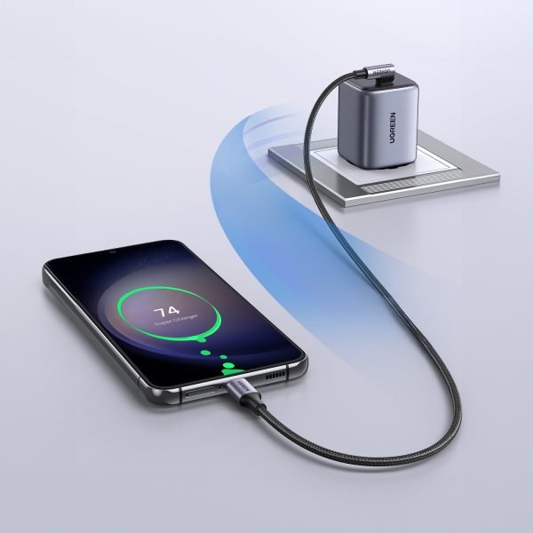 Kabelis USB-C dusmu kabelis pītā 480MB/s 0,5 m melnā pelēkā krāsā