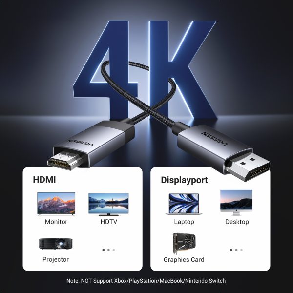 Displayport kabelis - HDMI 4K 60Hz pītā 2m pelēkā krāsā