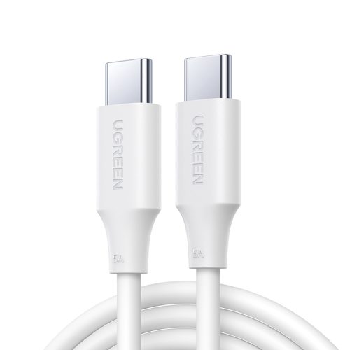 Kabelis USB-C PD QC 100W 5A 480MB/s 1m balts kabelis