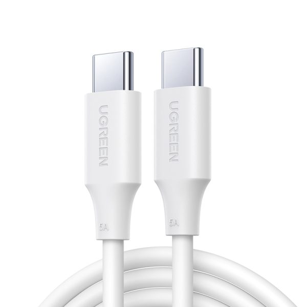 Kabelis USB-C PD QC 100W 5A 480MB/s 1m balts kabelis