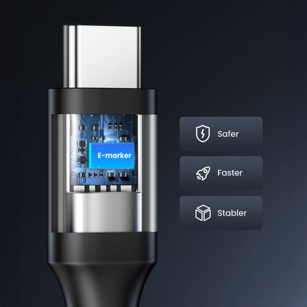 Kabelis USB-C PD QC 100W 5A 480MB/s 1,5M melns kabelis
