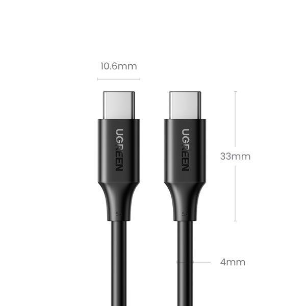 Kabelis USB-C PD QC 100W 5A 480MB/s 1,5M melns kabelis