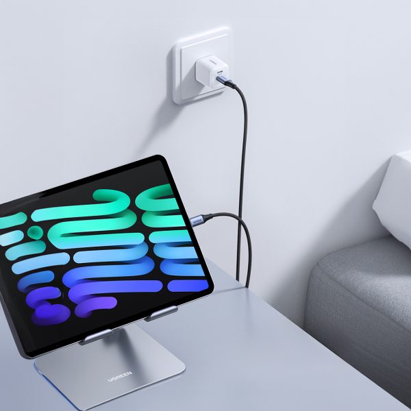 Kabelis USB-C PD kabelis pinumā 240W 5A 480MB/s 1m melna pelēkā krāsā