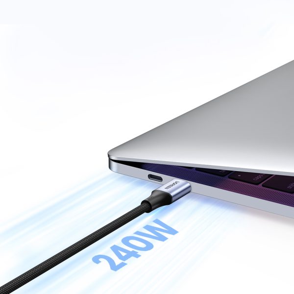 Kabelis USB-C PD kabelis pinumā 240W 5A 480MB/s 1m melna pelēkā krāsā