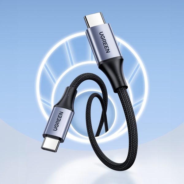 Kabelis USB-C PD kabelis pinumā 240W 5A 480MB/s 1m melna pelēkā krāsā