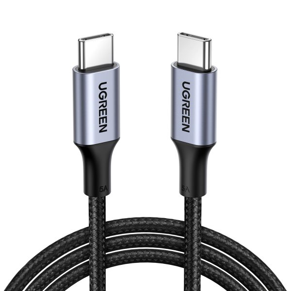 Kabelis USB-C kabelis pītā 5A 480MB/s 0,5 m melnā pelēkā krāsā